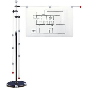 MAUL Planhalter mobil, mit 3 Schwenkarmen, Höhenverstellbereich 1400 bis 2000 mm