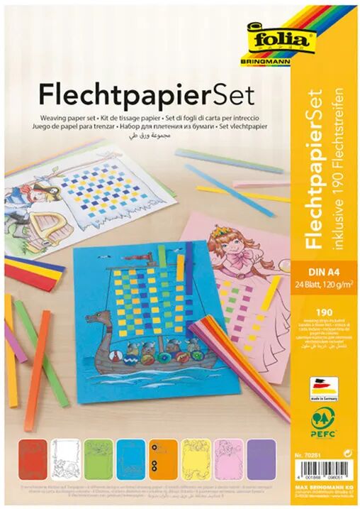 folia Flechtpapier-Set KUNTERBUNT 24-teilig