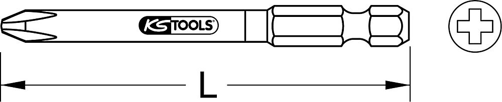 KS Tools 1/4'' TORSIONpower Bit, Länge 75 mm, PH vernickelt, VE 5 Stk PH1