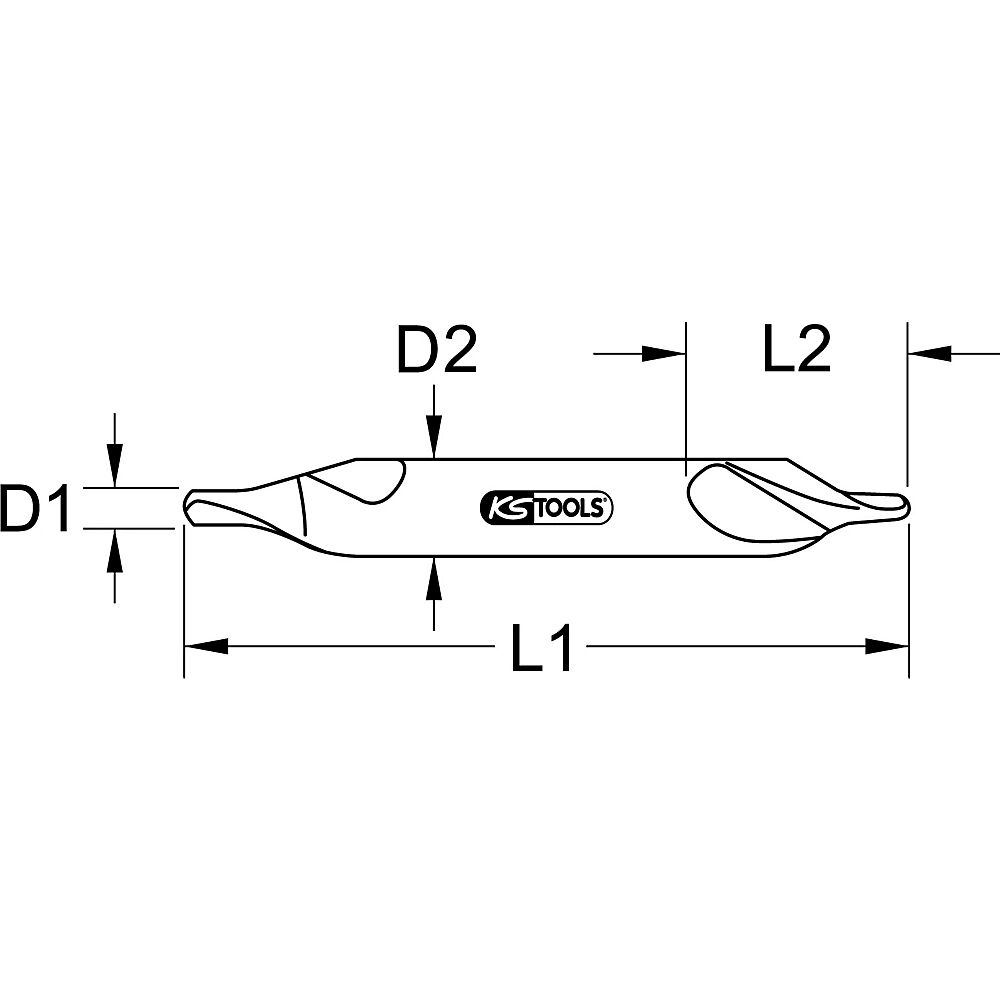 KS Tools HSS Zentrierbohrer, Form A silber Ø D1/D2 2,5 mm / 6,3 mm