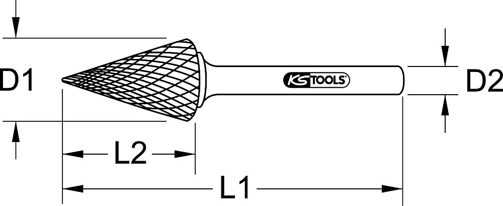 KS Tools HM Spitzkegel-Frässtift Form M silber Ø 16 mm