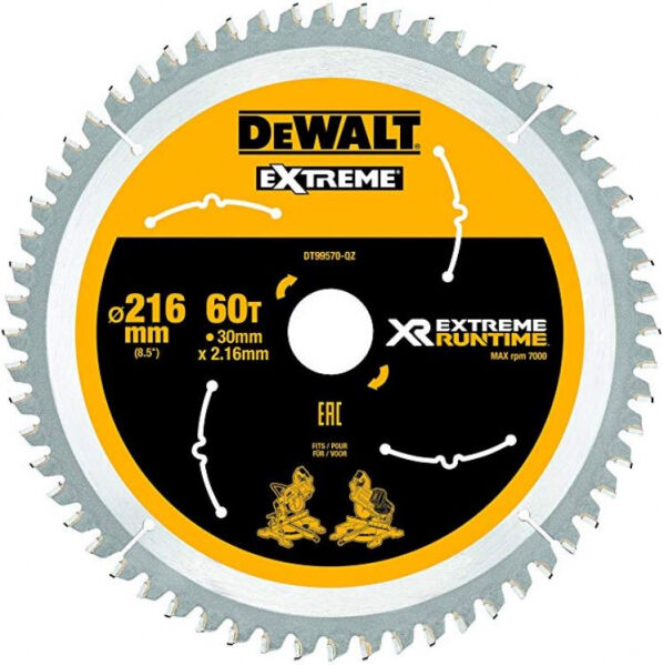 DeWalt DT99570 - Kreissägeblatt Akku 216mm / 30mm - 60 Zähne