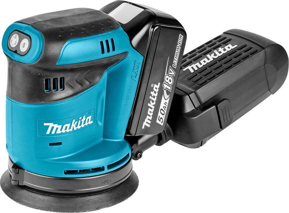 Makita DBO180RTJ Akku-Exzenterschleifer 125 mm 18 Volt 5.0 AH Li-ion