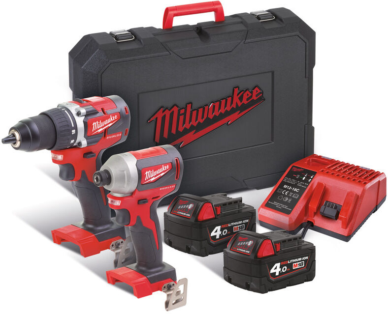 Milwaukee M18CBLPP2B-402C Kompakt-Bürstenloser powerpack 18 Volt 2.0 AH Li-ion