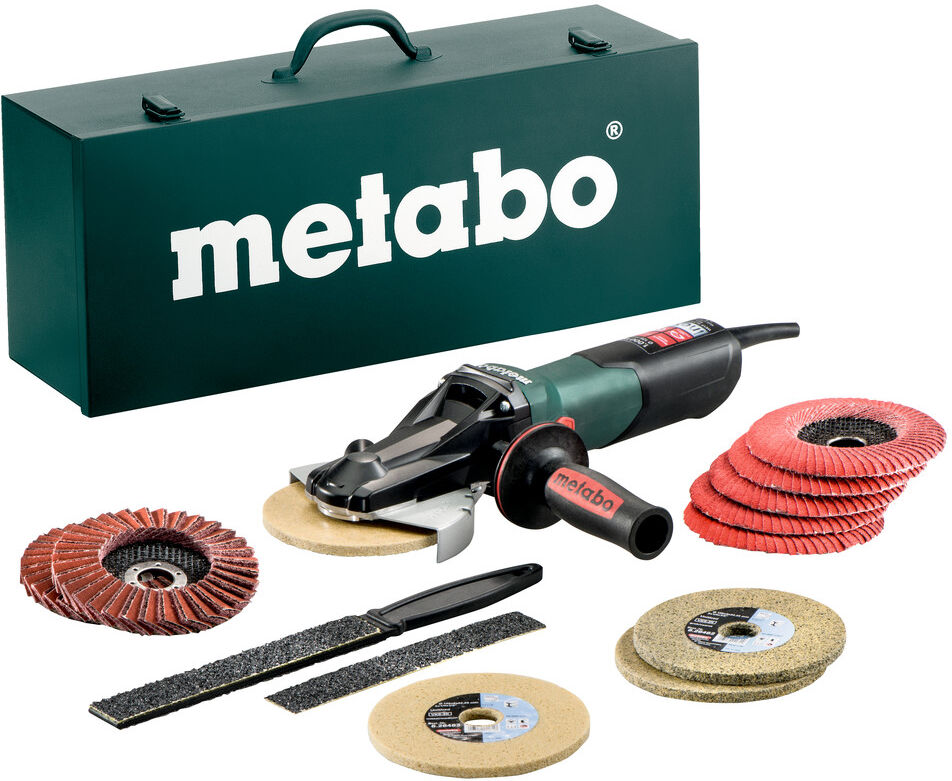 Metabo 613080500 WEVF 10-125 QUICK INOX SET Flachkopf Winkelschleifer 125 mm 1000 Watt