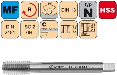 NÁSTROJE CZ Sadový závitník /CZZ0300/ M42x3 ISO2 HSS DIN 2181 Závit: M42x3-I č.1