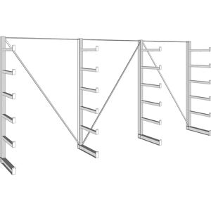 META Kragarmregal, einseitig, 200 kg, 2000 x 4050 x 590 mm