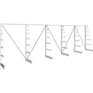 META Kragarmregal, einseitig, Langgutregal, 150 kg, 2000 x 6750 x 590 mm