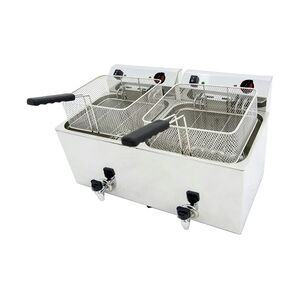 Elektro-friteuse 12+12 liter tischgerät mit hahn - 695x495x325 mm - 9000 W 230/1V - 44246212 Eurast