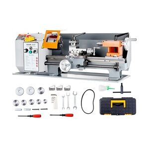 VEVOR Metalldrehmaschine 500W Drehbank Metall 18x36cm Tischdrehbank aus HT200-Gusseisen 0–2200U/min Poly-V-Riemen-Übertragung 20mm Bohrung durch die Spindel Geeignet für 0,5-2,5mm Gewinde