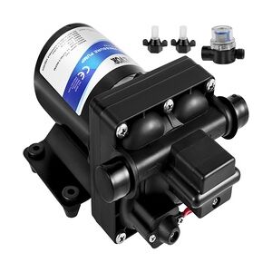 VEVOR 12 V Hochdruck-Membrane Wasserpumpe, 3 GPM Hochdruckmembran Wasserpumpe aus Polypropylen, Max. Druck 45 psi Wasserpumpe Selbstansaugend, mit Eingebautem Rückschlagventil, für Wohnwagen, Boot