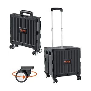 VEVOR Einkaufstrolley Klappbar 24,9kg(Dynamisch)/49,8kg(Statisch) Trolley aus PP-Korb und Gummirädern Einkaufskorb Einkaufswagen 364x310x892mm Klappbox mit Rädern meistert alle Arten von Terrain