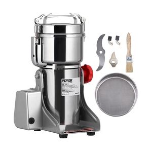 VEVOR Tragbare Getreidemühle 700 g Schleifmaschine 2500 W Multifunktions-Küchenmühle Edelstahl Mühle Pulvermaschine Timing-Trockenmühle für Kräuter /