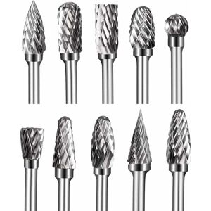 MINKUROW Wolframkarbid-Frässtifte mit doppeltem Schaft, 10-teiliges Rotationsfräser-Set 1/8 Zoll 6 mm Schleifkopf für Holzschnitzereien, Metallpolieren,