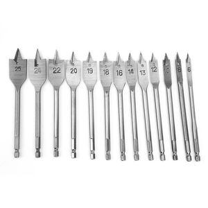 Eosnow - 13PCs Flachbohrer 1/4 Zoll Griff Holzbearbeitung Bohrwerkzeug Lochffner arbeitssparend 6-25MM