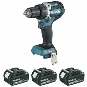 18V Li-Ion Bohrschrauber Ø13 mm - 2 Batterien 18V 3.0Ah + 1 Batterie 4.0 Ah - Ladegerät + Koffer - DDF484RF3J - Makita