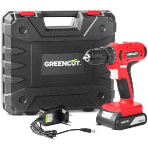 Greencut - Akku-Bohrmaschine TD210L, 1,3Ah 21V Lithium-Akku, Drehzahl 1500 U/min, inklusive Akku, Ladegerät und Transportkoffer