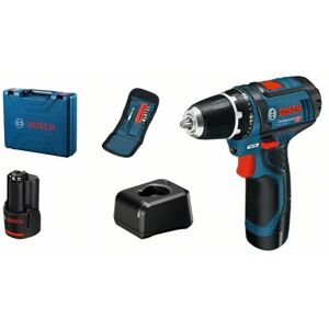 Akku-Bohrschrauber gsr 12V-15 mit 2x 2,0 Ah + Lader + Bit-Satz im Koffer - Bosch