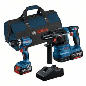 Bosch - Professional Combo Kit 2-tlg. 18V: gsb 18V-45 + gbh 18V-22 + 2 x Akku 4.0Ah, Schnellladegerät