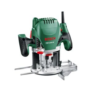 Bosch Oberfräse pof 1200 ae (1200 Watt, Spannzangen, Fräser (8 mm), Parallelanschlag, Absaugadapter, Kopierring, Zentrierstift, Kopierhülse, 3 Schlüssel)