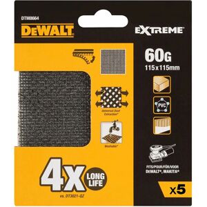 E3/84574 S.Of. Pack 5 Lijas De Malla 1/4 , 115X115Mm Grano 60 Para Lijadoras Orbitales Dtm8664-Qz Dewalt