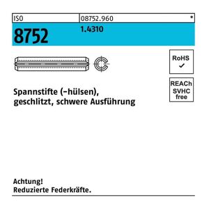 Spannstift ISO 8752 geschlitzt 4,5 x 10 1.4310 schwere Ausf. ISO 8752