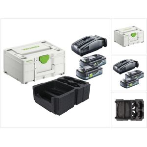 Festool - Energie Set 2x bp 18 Li 4,0Ah hpc-asi Akkupack 18V 4,0Ah HighPower ( 2x 205034 ) + sca 16 Schnellladegerät 10,8 v - 18 v ( 576953 ) +