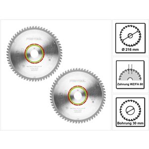 Spezial Kreissägeblatt Set 2x hw 216 x 30 x 2,3 mm WZ/FA60 216 mm ( 2x 500123 ) 60 Zähne - Festool