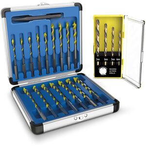 HAMMERSMITH Drill Bit Pro – universelles Bit Set für Metall, Stein, Holz und mehr – Sechskant Bohrer Set aus Titan-Legierung – 16 Bits im Koffer + 4