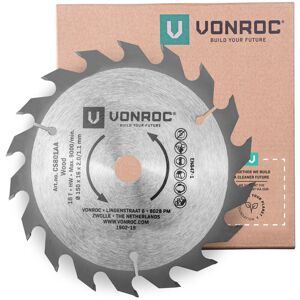 VONROC Kreissägeblatt 150 x 16 x 2,0/1,1mm - 18 Zähne – für Holz – Universal