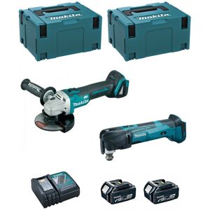 Kit DLX2154TJ1 (DGA504 + DTM51 + 2 x 5,0 Ah + DC18RC + 2 x makpac 3) - Makita