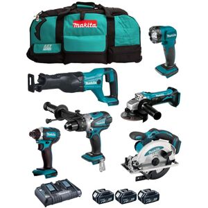 Makita - Kit DLX6104TX2 (DHP458 + DTD152 + DSS610 + DJR186 + DGA452 + DML815 + 3 x 5,0 Ah + DC18RD + LXT600)