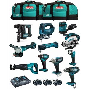 Makita - Kit MK1101 (DDF482+DHR171+ DGA504+ DTD152+ DJV182+ DSS610+ DJR186+ DBO180+ DTM51+ DML802+ DTW190+3x5,0Ah+DC18RD+2xLXT600)