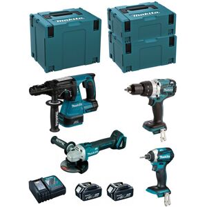 Kit MK408RTJ (DHR243 + DHP481 + DTD154 + DGA504 + 2 x 5,0 Ah + DC18RC + makpac 2 + makpac 3 + makpac 4) - Makita