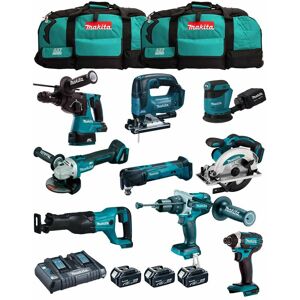 Makita - Kit MK902 (DHP481 + DHR243 + DGA504 + DTD152 + DJV182 + DSS610 + DJR186 + DBO180 + DTM51 + 3x5,0 Ah + DC18RD + 2xLXT600)