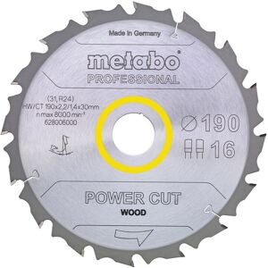 Sägeblatt 'power cut wood - professional', 190x2,2/1,4x30, Z16 fz/fa 12° - Metabo