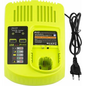 Pdstation - P117 Dual Port Akkuladegerät Ersatz für Ryobi 12V-18V One Plus Serie, Li-Ion NI-Cd ni-mh Akkuladegerät für Ryobi BPL-1815 P102 P103 P104