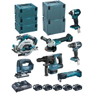 MAKITA Kit DLX7014PTJ (DDF484+DTD154 +DGA506+DHR243 +DTM51+DJV182 +DHS680 + 5x5,0Ah +DC18RD + 2xMAKPAC 2 +MAKPAC 3 + 2xMAKPAC 4)