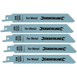 Silverline Säbelsägeblätter für Metall, 5er-Pckg. Bimetall, 18 ZpZ, 150 mm