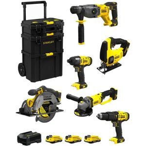 Stanley - FatMax Kit SVK600 (SFMCH900 + SFMCG400 + SFMCD711 + SFMCF800 + SFMCS500 + SFMCS600 + 3 x 2,0Ah + Ladegerät + Caddy 3in1)