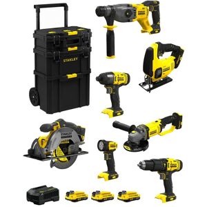 Stanley - FatMax Kit SVK700 (SFMCH900 + SFMCG400 + SFMCD711 + SFMCF800 + SFMCS500 + SFMCS600 + SFMCL020 +3x2,0Ah+Ladegerät +Caddy)