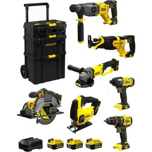 Stanley - FatMax Kit SVK705 (SFMCH900 + SFMCG400 + SFMCD720 + SFMCF800 + SFMCS500 + SFMCS600 + SFMCS300 +3x4,0Ah+Ladegerät +Caddy)