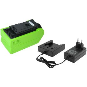 Trade-shop - 2in1 Set: Li-Ion Akku 40V / 3000mAh + Ladegerät für Greenworks G40LM35K2X G40LM35K2 GD40BC GD40BCBK2X G40HTK2 GD40LM46SPK4X MO40L410