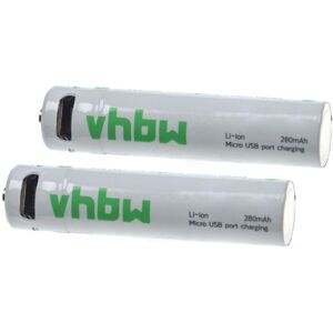 2x aaa Micro Akkus mit Micro USB-Anschluss (280mAh, 1,5V, Li-Ion) - Vhbw