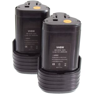 VHBW 2x Li-Ion Akku 2000mAh kompatibel mit Elektrowerkzeuge Akku Schrauber Worx WX382, WX382.4, WX382.7, WX382.M, WX382.M1, WX382.M2 Ersatz für Worx