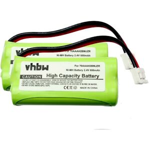 VHBW 2x Ni-MH Akku Set 800mAh (2.4V) kompatibel mit schnurlos Festnetz Telefon v Tech 6010, 6030, 6031, 6032, 6041, 6042, 6043, 6044 Ersatz für BATT-6010,