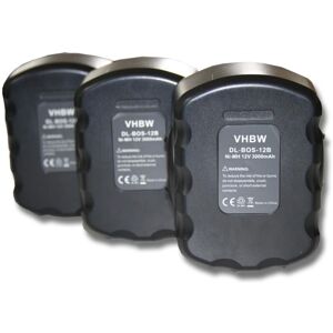 3x Akku kompatibel mit Cyklop CLT100, cht 300, CMT200 Elektrowerkzeug (3000 mAh, NiMH, 12 v) - Vhbw