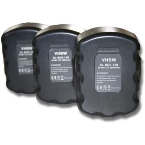 3x Akku kompatibel mit orgapack OR-T100, OR-T200, OR-T300 Elektrowerkzeug (3000 mAh, NiMH, 12 v) - Vhbw