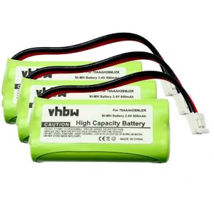 vhbw 3x Ni-MH Akku Set 800mAh (2.4V) kompatibel mit schnurlos Festnetz Telefon V Tech CS6229-5, DS3101, DS31112, DS3111-2, DS6111 Ersatz für