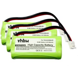 VHBW 3x Ni-MH Akku Set 800mAh (2.4V) kompatibel mit schnurlos Festnetz Telefon v Tech DS62114, DS6211-4, DS6221, DS62212, DS6221-2 Ersatz für BATT-6010,